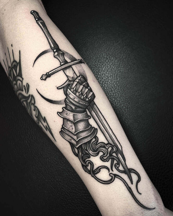 armor plate sword tattoo