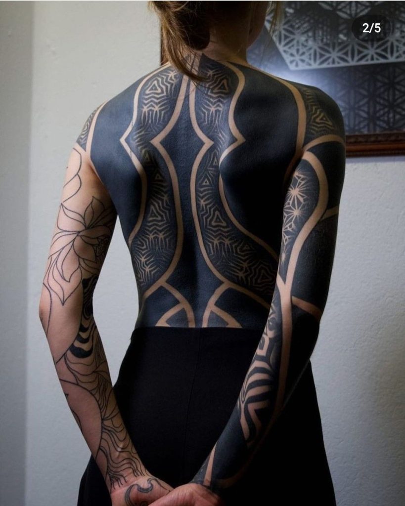 black tattoo sleeve and back