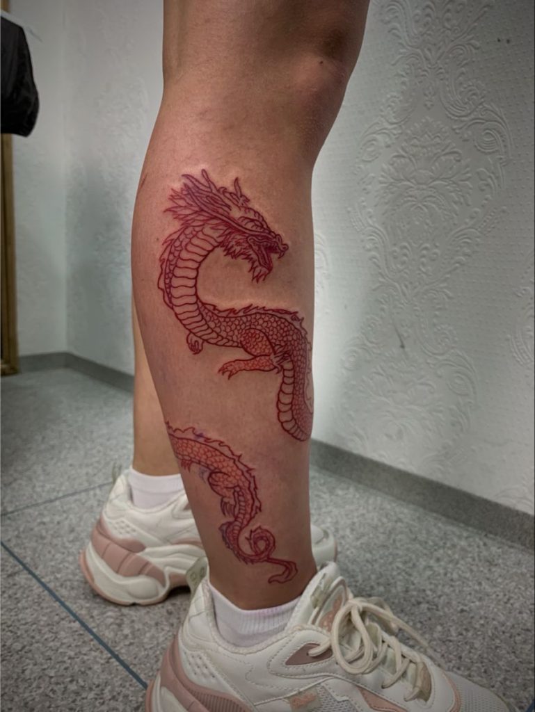 red dragon ankle tattoo