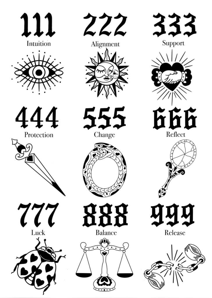 numbers flashes blackwork tattoo